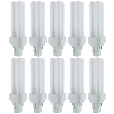 Sunlite PLD13/SP41K Dbl Twn Tube Cmpct Flrscnt Lmp, PLD 2-Pin, 13W, 660 Lumens, 4100K, 2-Pin GX23-2, 10PK 40541-SU